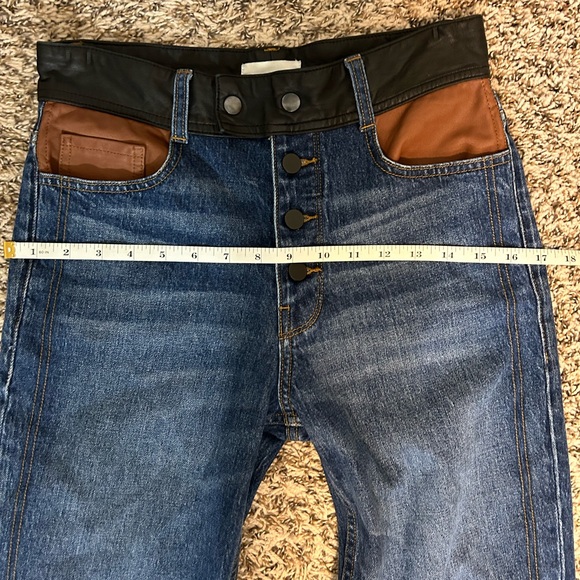 FRAME DENIM LEATHER BLOCK SYLVIE JEAN SIZE 27 STRAIGHT LEG HIGH RISE BUTTON FLY - Picture 4 of 14
